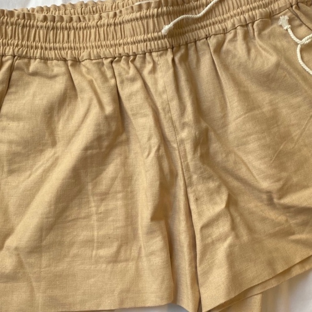 NWT J Crew tan elastic waist linen shorts Sz Xs